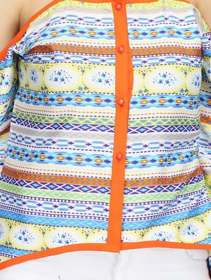 Cold shoulder button down top - 14506322 - Standard Image - 4