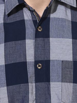 navy blue cotton blend casual shirt - 14510765 - Standard Image - 4
