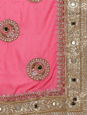 pink georgette embroidered saree with blouse - 14512199 - Standard Image - 4