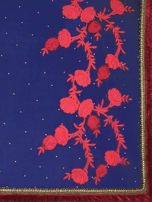 blue georgette embroidered saree with blouse - 14512233 - Standard Image - 4