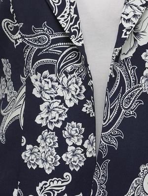 navy blue printed blazer - 14513058 - Standard Image - 4