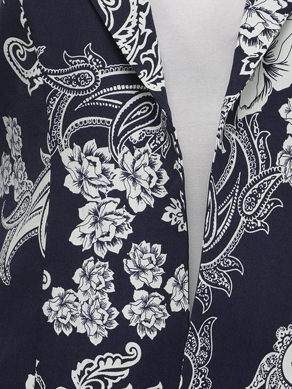 navy blue printed blazer - 14513058 - Zoom Image - 4