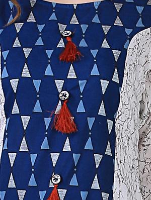 blue cotton asymmetric kurta - 14514055 - Standard Image - 4