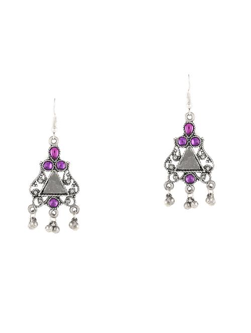 silver metal drop earrings - 14515951 - Standard Image - 1