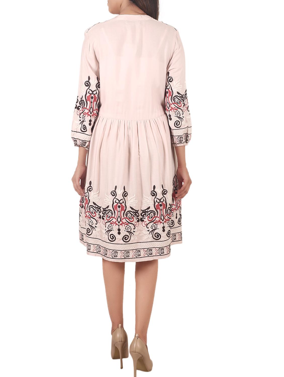 pink cotton fit & flare dress - 14516272 - Zoom Image - 4