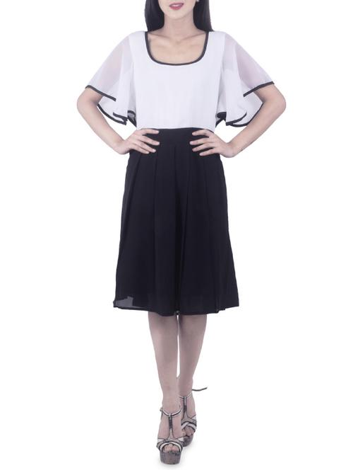 white georgette fit & flare dress - 14520722 - Standard Image - 1