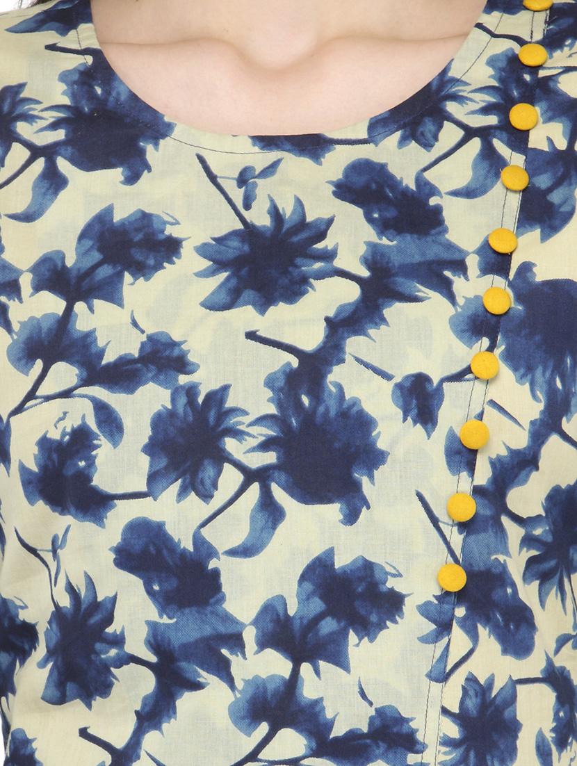 layered indigo printed kurta - 14521490 - Zoom Image - 4