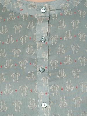 green cotton flared kurta - 14527341 - Standard Image - 4