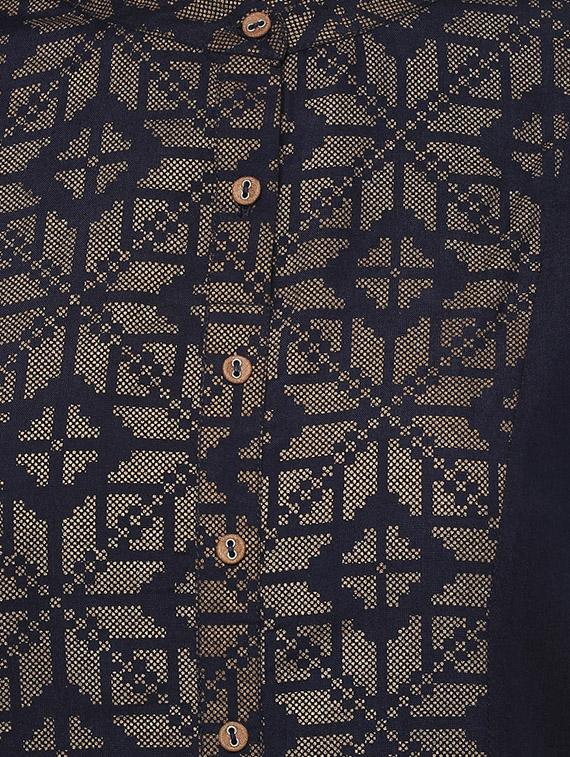 blue viscose flared kurta - 14527357 - Zoom Image - 4