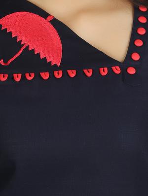 blue cotton straight kurta - 14527449 - Standard Image - 4