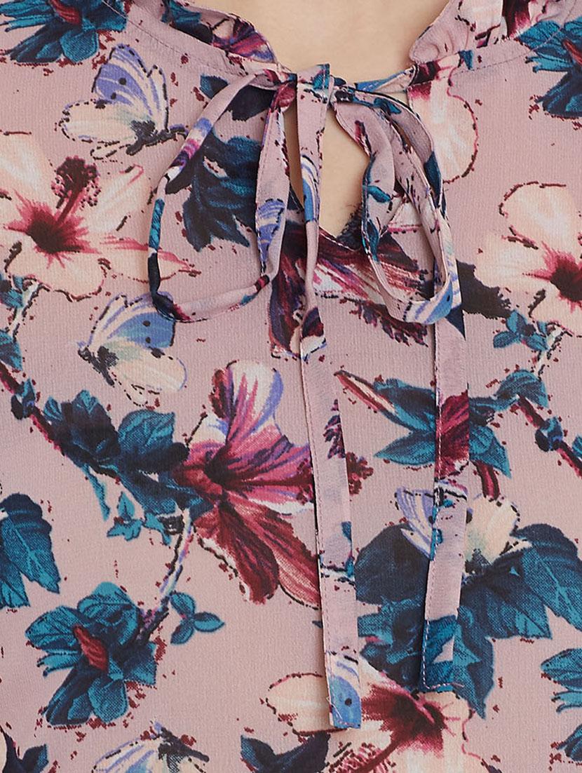 Frill tie neck floral top - 14528888 - Zoom Image - 4