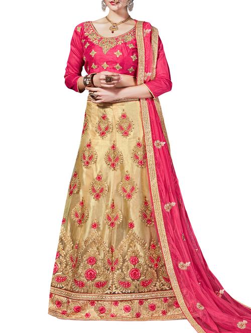 beige net embroidered lehenga - 14529675 - Standard Image - 1