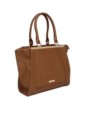 brown leatherette regular handbag - 14530332 - Standard Image - 4
