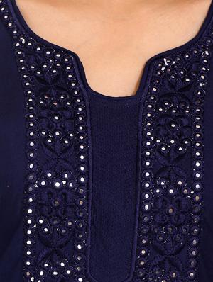 blue rayon straight kurta - 14531362 - Standard Image - 4