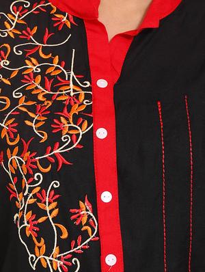 black rayon straight kurta - 14531367 - Standard Image - 4