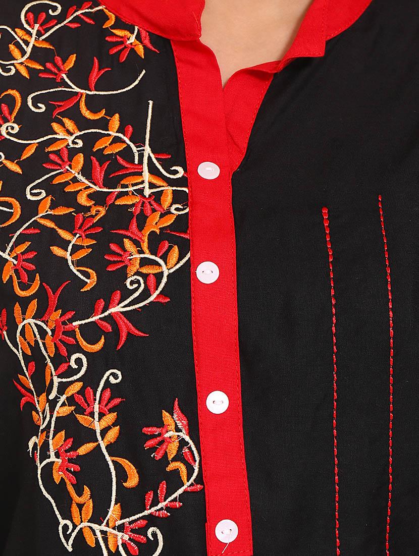 black rayon straight kurta - 14531367 - Zoom Image - 4