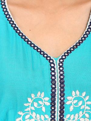 blue rayon straight kurta - 14531368 - Standard Image - 4