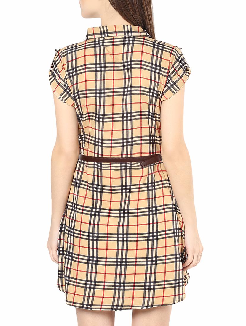 Multicolored checkered belted dress - 14531451 - Zoom Image - 4