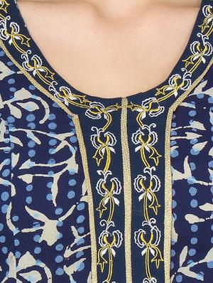 blue cotton a-line indigo kurta - 14532002 - Standard Image - 4