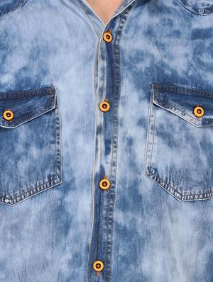 blue denim casual shirt - 14533933 - Standard Image - 4