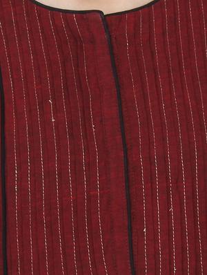 maroon cotton straight kurta - 14536292 - Standard Image - 4