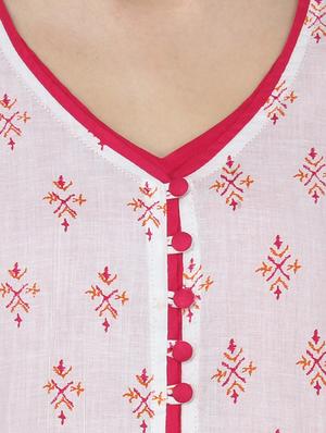 white cotton layered kurta - 14536296 - Standard Image - 4