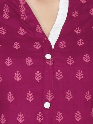 Magenta rayon straight kurta - 14536306 - Standard Image - 4