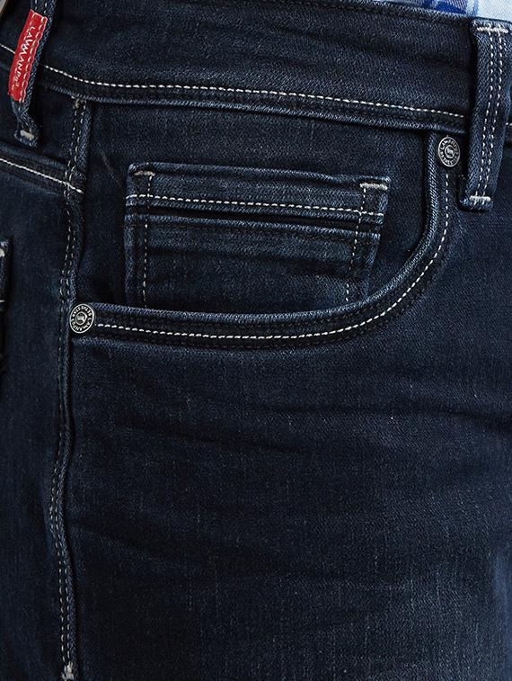 navy blue cotton washed jeans - 14536535 - Zoom Image - 4