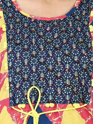 blue cotton a-line kurta - 14537485 - Standard Image - 4