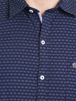 navy blue cotton casual shirt - 14537498 - Standard Image - 4