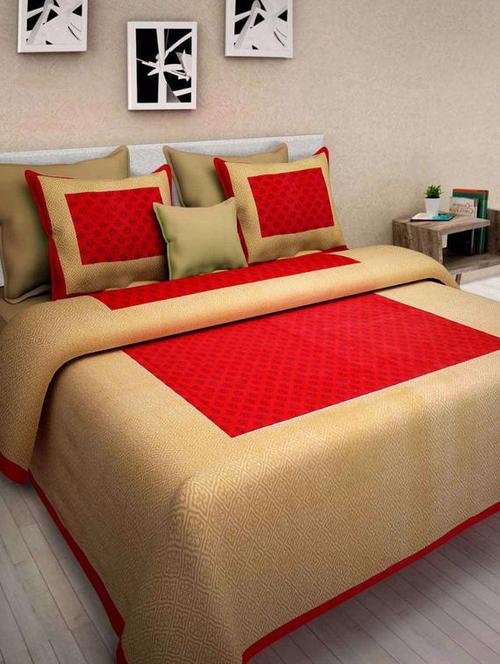 Ethnic Print Double bedsheet with two pillow covers - 14537764 - Very Small Image - 1