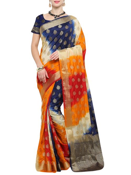 blue silk banarasi saree with blouse - 14538438 - Standard Image - 1