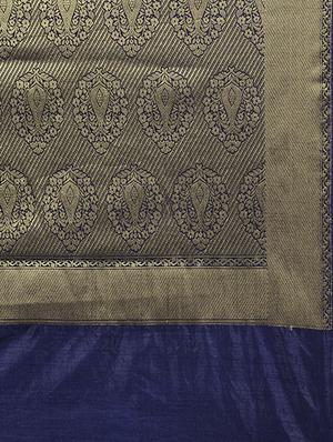 blue silk banarasi saree with blouse - 14538438 - Standard Image - 4