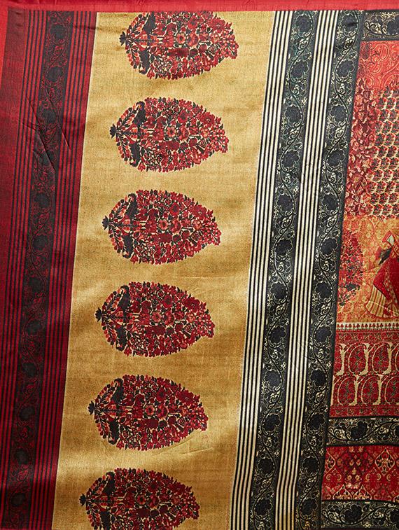 Multicolored printed saree with blouse - 14538653 - Zoom Image - 4