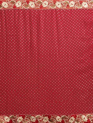 red georgette embroidered saree with blouse - 14538664 - Standard Image - 4