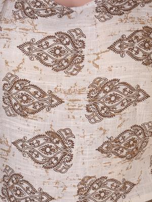beige cotton flared kurta - 14539372 - Standard Image - 4