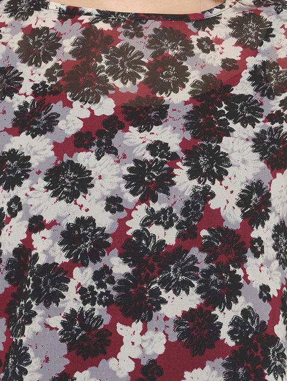 red floral georgette top - 14539539 - Zoom Image - 4
