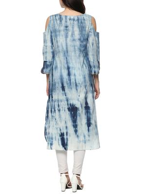 blue cotton straight indigo kurta - 14539719 - Standard Image - 4