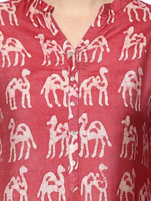 pink cotton asymmetric kurta - 14539720 - Standard Image - 4
