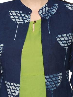 blue cotton layered kurta - 14539721 - Standard Image - 4