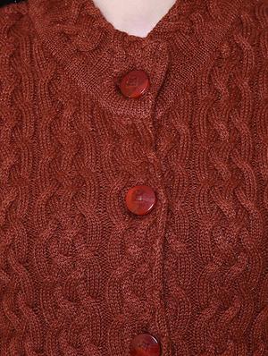 Brown woolen coatigan - 14539942 - Standard Image - 4