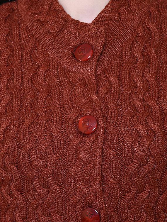 Brown woolen coatigan - 14539942 - Zoom Image - 4