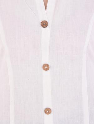 white cotton straight kurta - 14540392 - Standard Image - 4