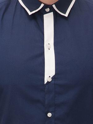navy blue cotton casual shirt - 14542306 - Standard Image - 4