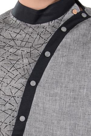 grey cotton long kurta - 14543995 - Standard Image - 4