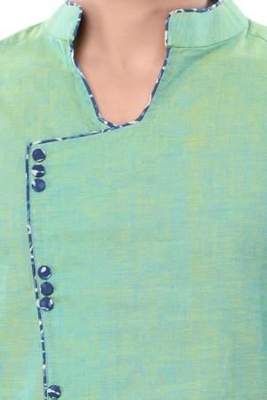 green cotton long kurta - 14543996 - Standard Image - 4