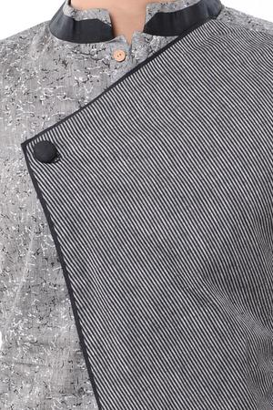grey cotton long kurta - 14544000 - Standard Image - 4
