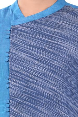 blue cotton long kurta - 14544001 - Standard Image - 4
