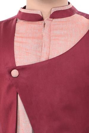 maroon viscose long kurta - 14544003 - Standard Image - 4
