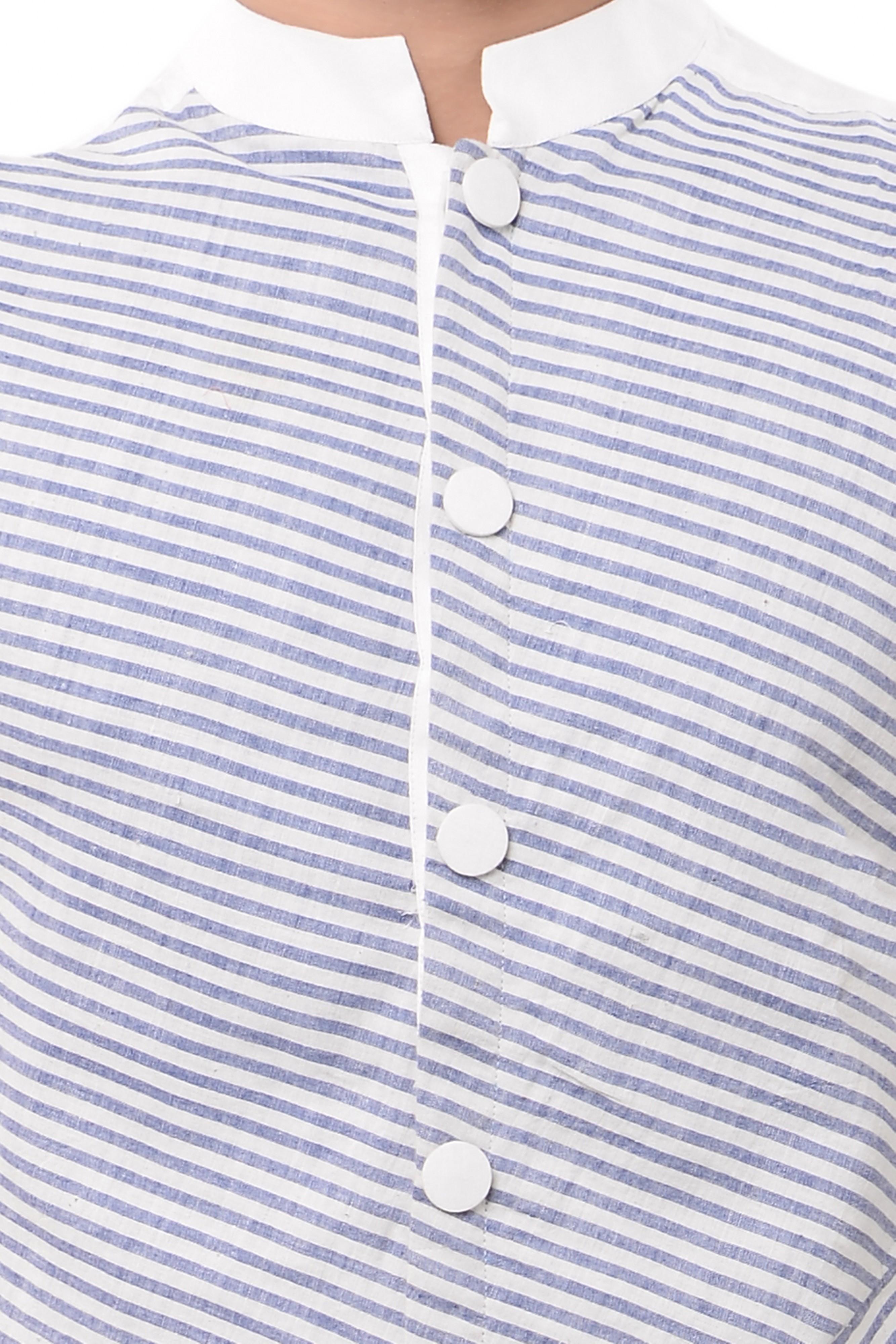 white cotton long kurta - 14544006 - Zoom Image - 4